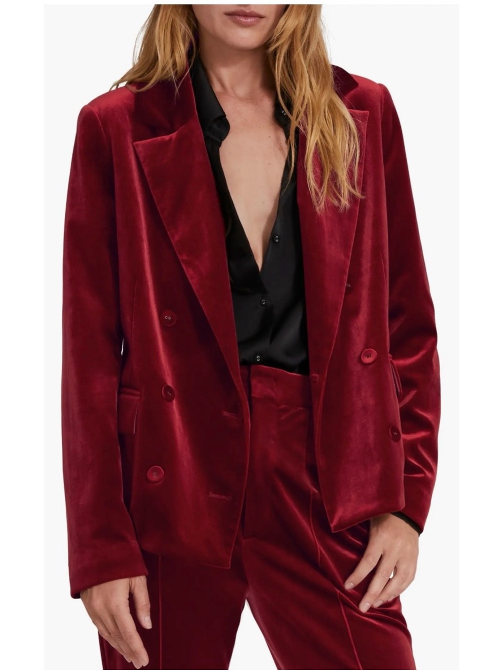 NWT Favorite Daughter Amore Satin Velvet Double Breasted Relaxed Blazer 4